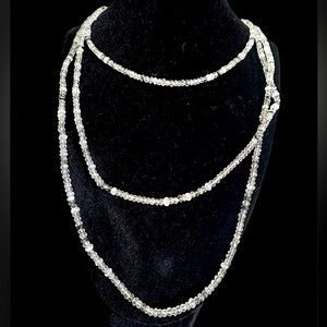 Moonstone Rock Crystal & Agate Opera Length Victorian Fob Necklace Signed